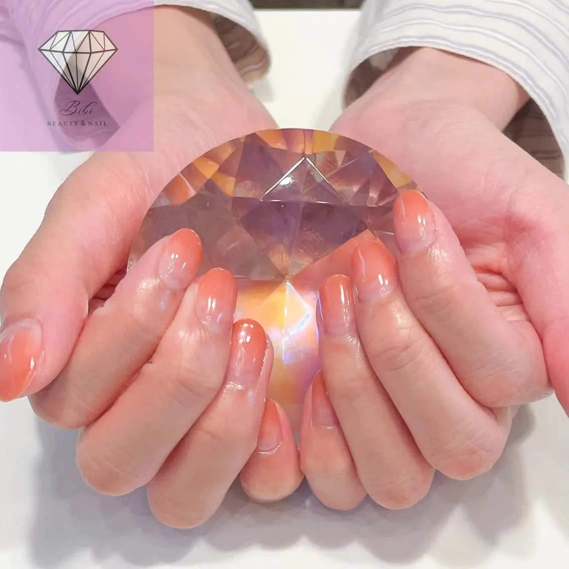 ネイル グラデーション オレンジ ハンドネイル ネイルサロン💎 Bibiのネイルデザイン