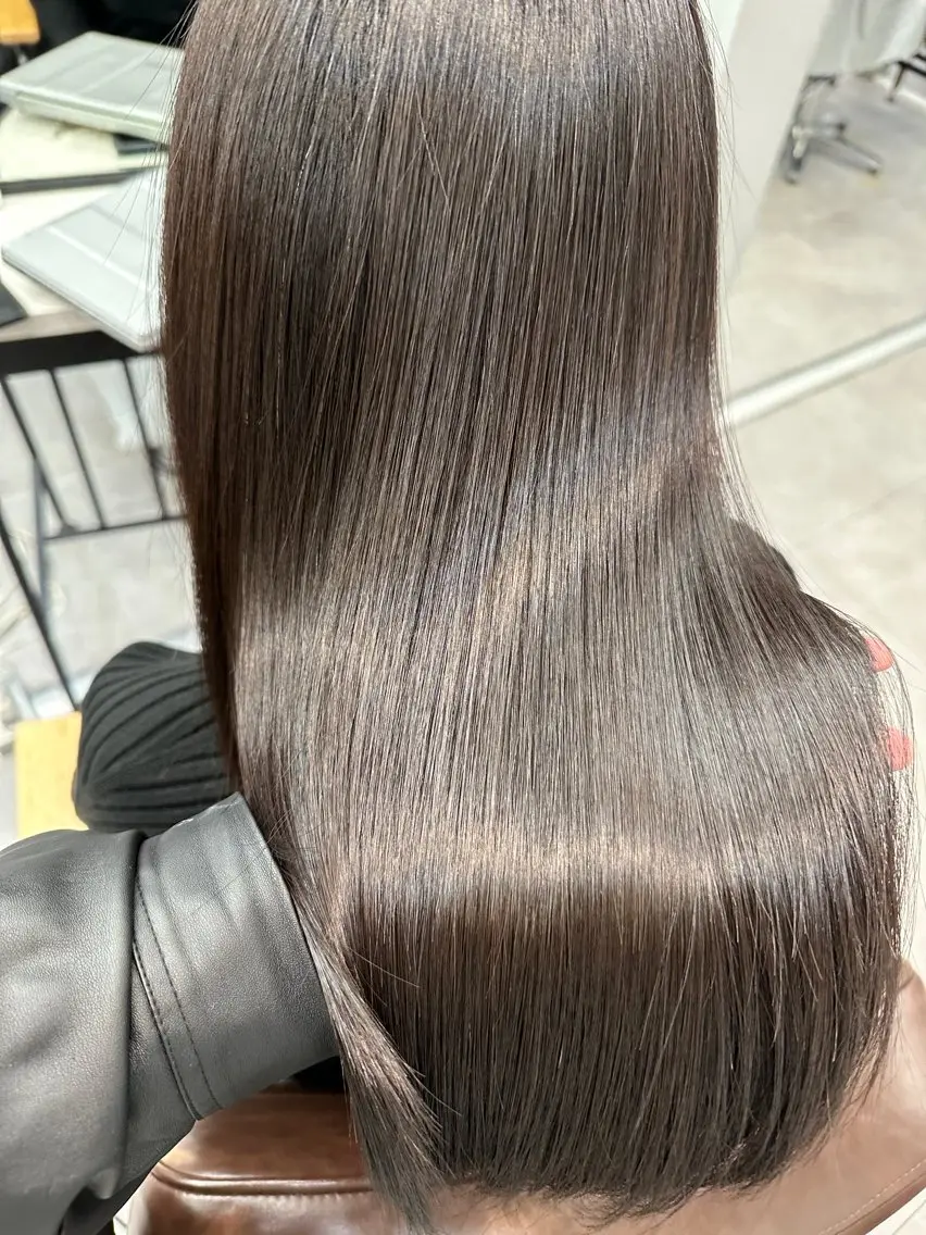 ロング カラー パーマ 髪質改善 ストレートパーマ 縮毛矯正 トリートメント 上田 ヒロツグのヘアスタイル