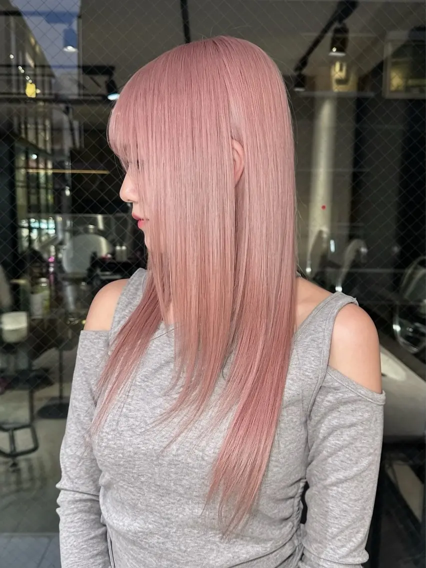 ロング ヘアカラー ミルクティー/韓国ヘ アHaruka🎀のヘアスタイル