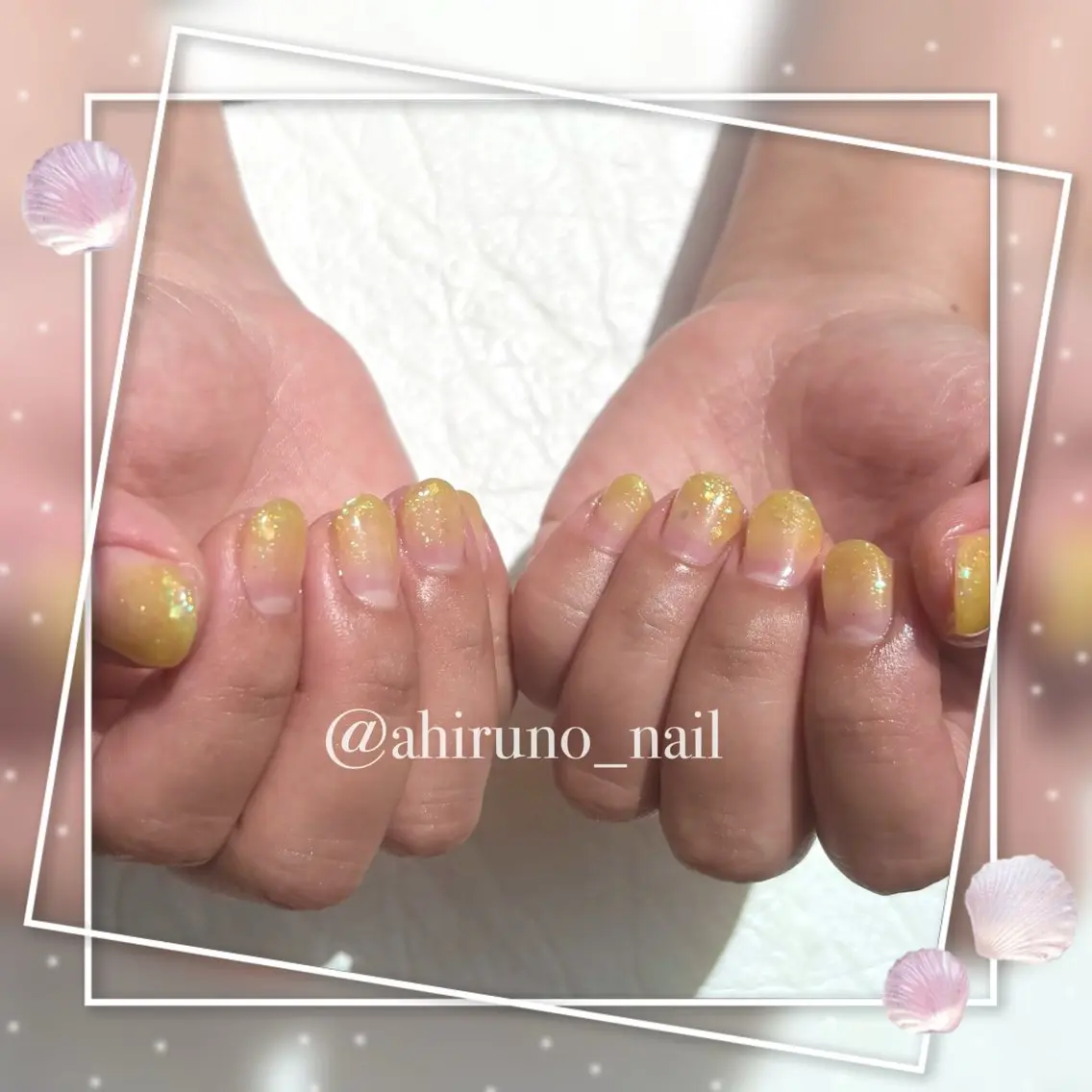 ネイル ショートネイル 夏ネイル 黄色 ハンドネイル 東京あきる野市ネイル ✿ ｙｕiのネイルデザイン