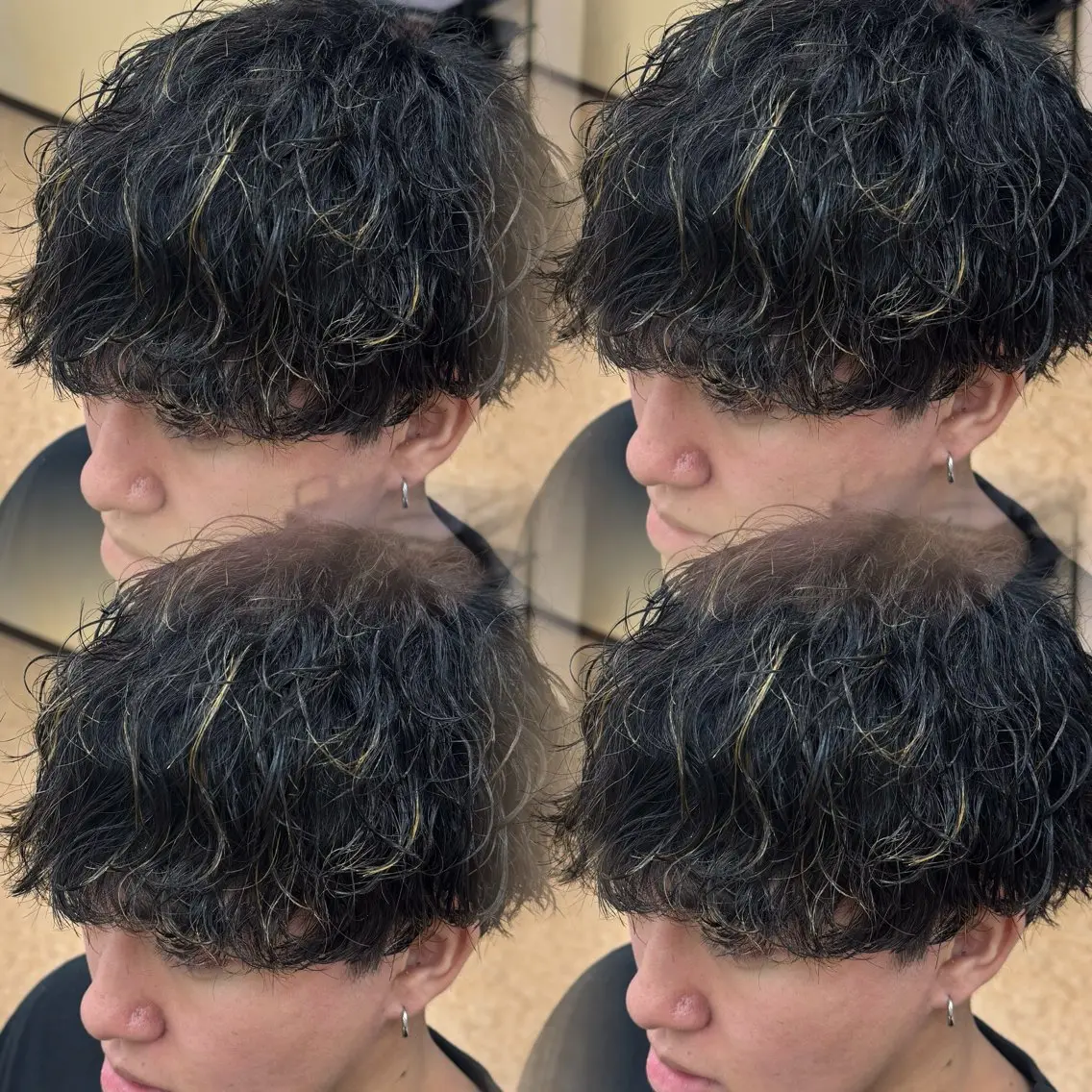 ミディアム メンズ ミディアムパーマ メンズハイライト メンズパーマ ハイライト カット ヘアカラー パーマ 焼津メンズパーマ特化 大石雄生のヘアスタイル