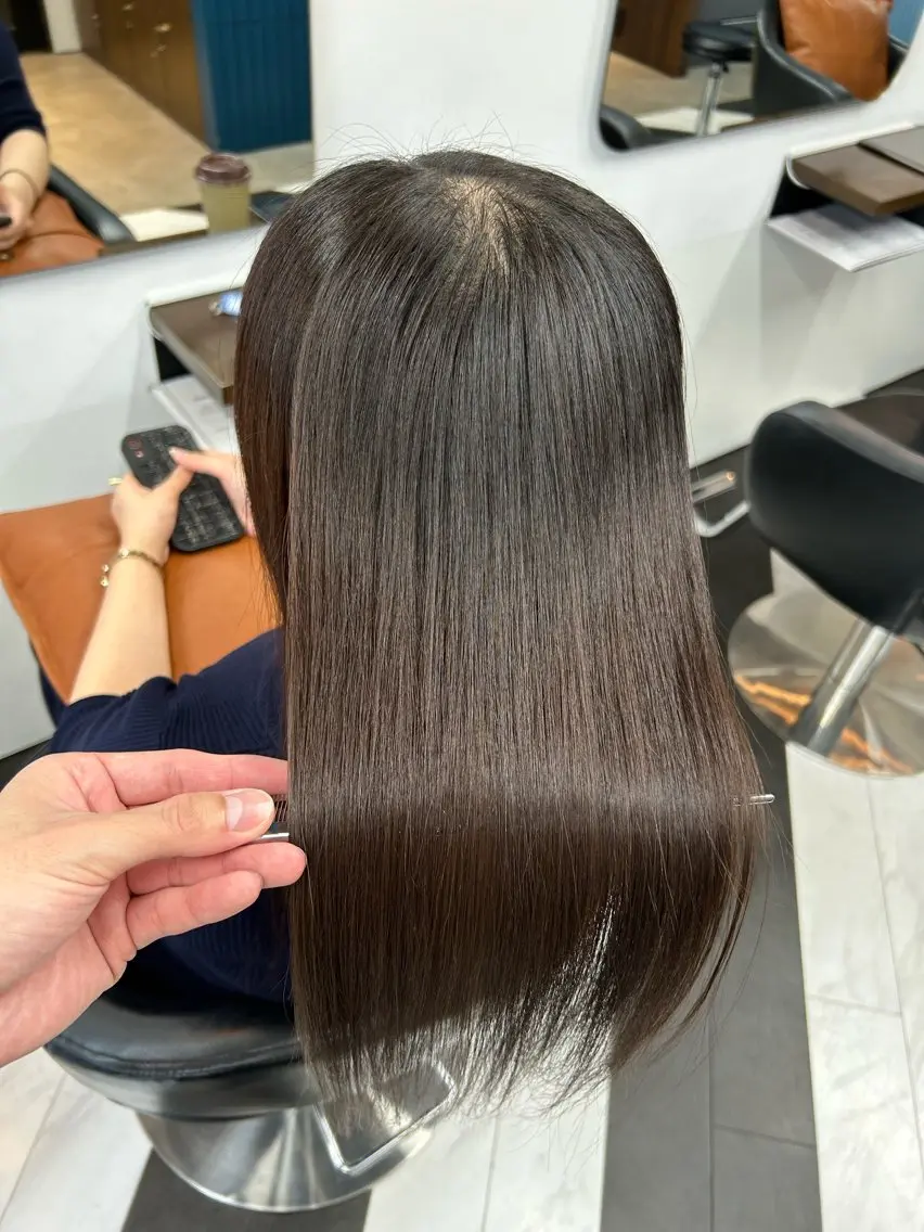 セミロング パーマ 縮毛矯正 トリートメント 圧倒的髪質改善 ✂︎飯島悠介のヘアスタイル