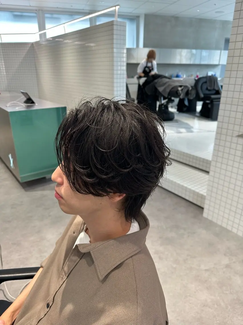 ミディアム パーマ メンズ 濵本 海斗のヘアスタイル