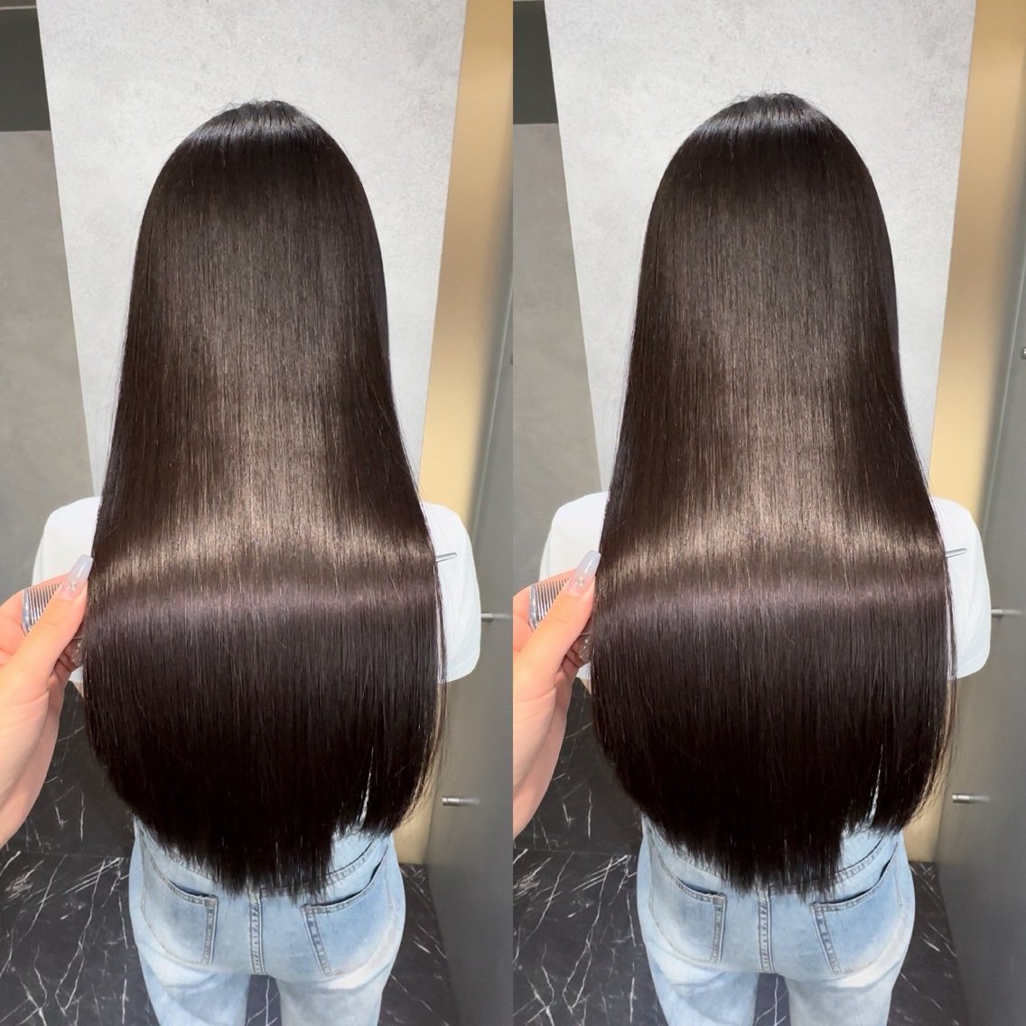 ロング カット ヘアカラー トリートメント 福西 司のヘアスタイル