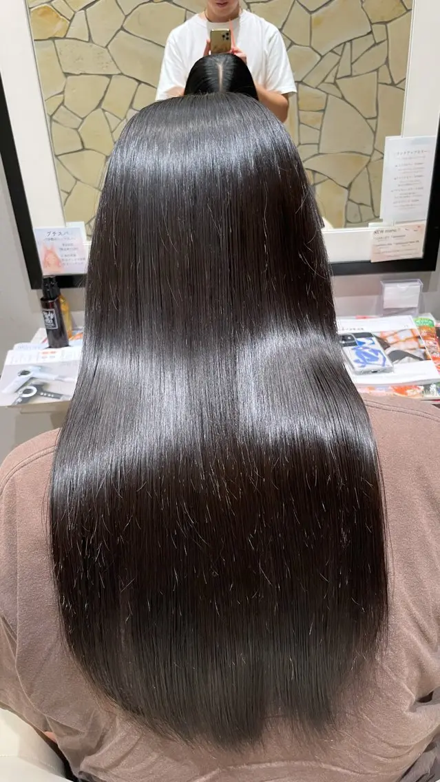 ロング パーマ カット 縮毛矯正 トリートメント k-twoたき✨艶感 カラー/美髪矯正のヘアスタイル