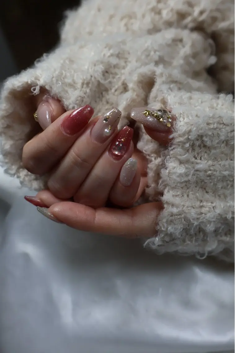 ネイル マグネットネイル 冬ネイル クリスマス ハンドネイル beauty salonM&Iのネイルデザイン