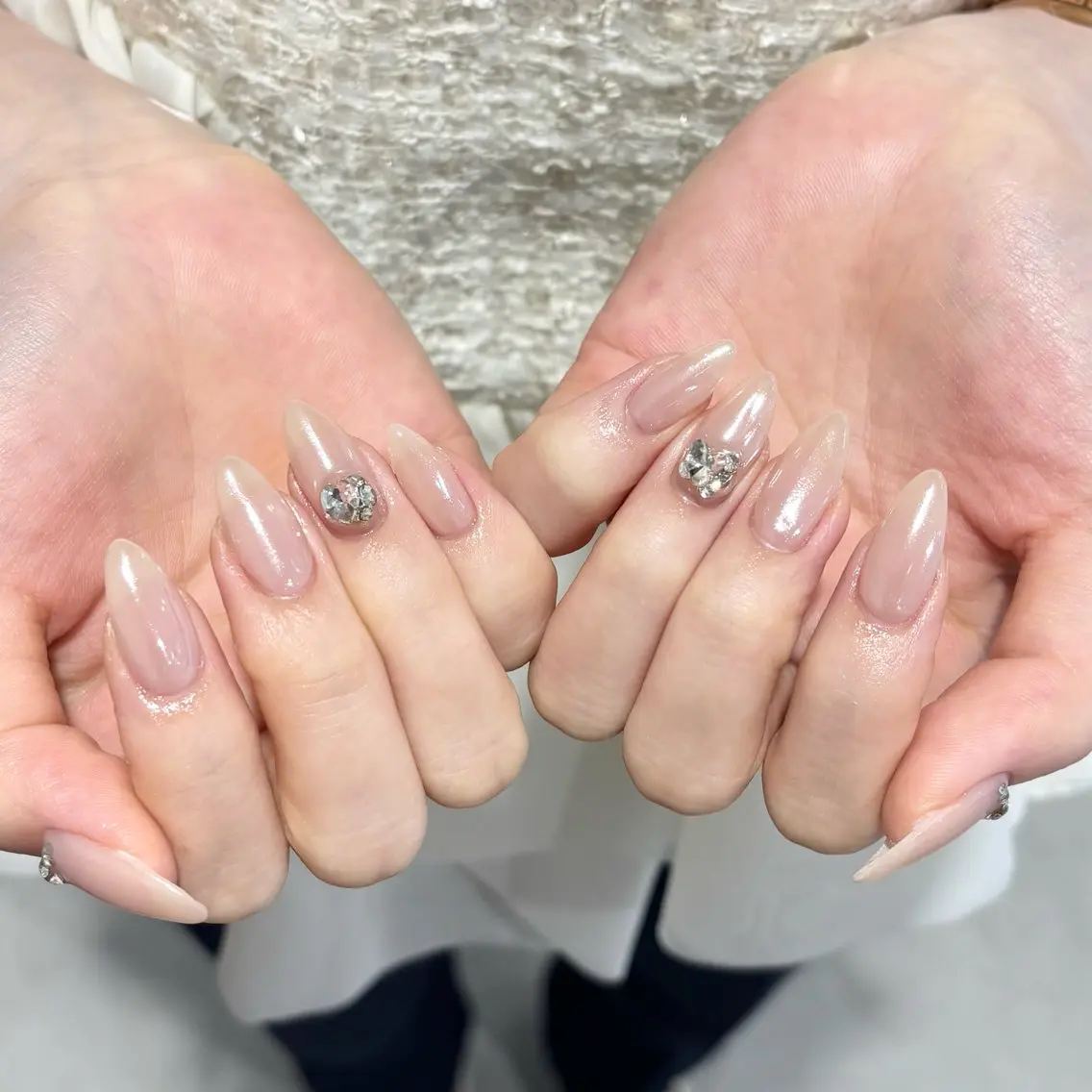 ネイル オーロラネイル 持ち込み ピンク ピンクベージュ モデル様募集中♡ Kokomi🍮のネイルデザイン