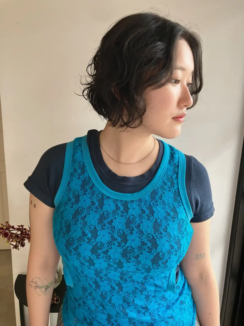 ショート パーマ ボブ ニュアンスパーマ カット パーマ 川間 将彦のヘアスタイル