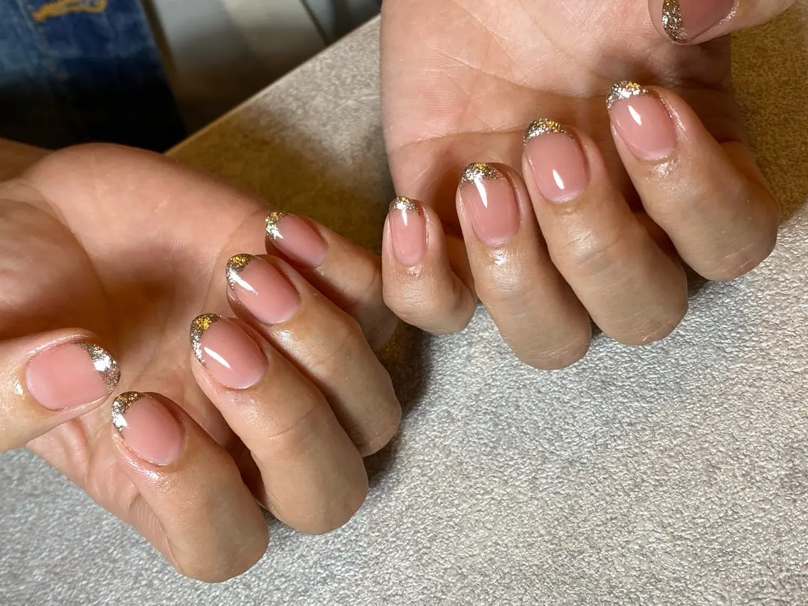 ネイル フレンチネイル ラメ(グリッター) ハンドネイル LIll nailのネイルデザイン