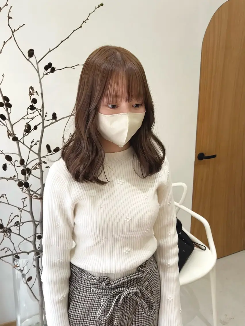 ミディアム カラー ヘアアレンジ ブリーチ ダブルカラー ブリーチなしカラー ena/ブリーチなし 透明感・レイヤー🎀のヘアスタイル