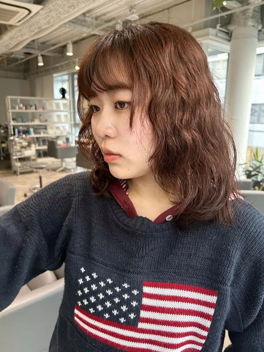 ミディアム パーマ パーマ hinano ヒナノのヘアスタイル