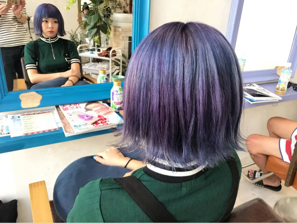 ショート カラー ブルーカラー パープルカラー メンズ指名多数!! 田島史也のヘアスタイル