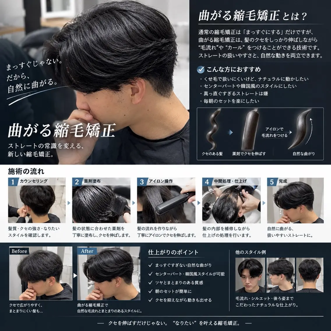 パーマ メンズ カット 縮毛矯正 高崎 堅心のヘアスタイル