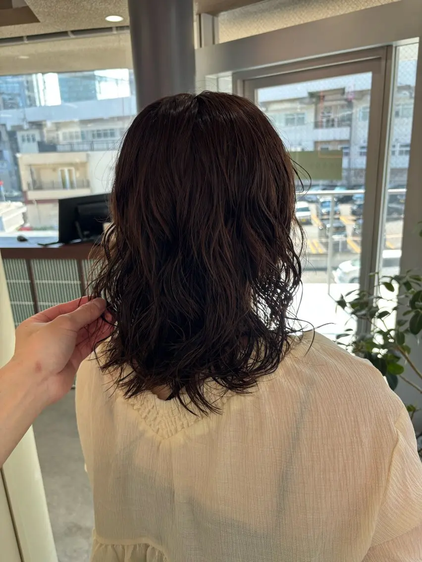 ミディアム パーマ ブリーチなし/暖色カ ラー/パーマ/ケイゴのヘアスタイル