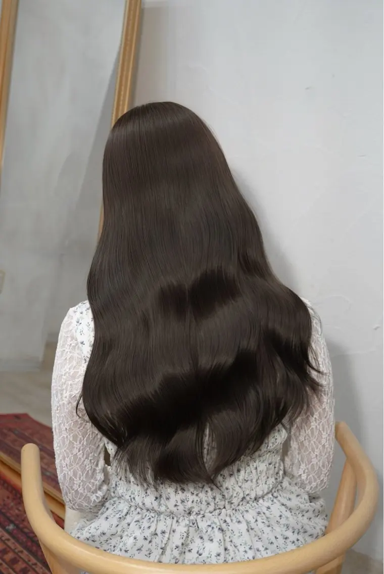 ロング カラー ベージュカラー ブリーチ ケアカラー ブリーチなしカラー オリーブベージュ ヘアカラー ブリーチなし透明感 カラー/チサト🌿のヘアスタイル