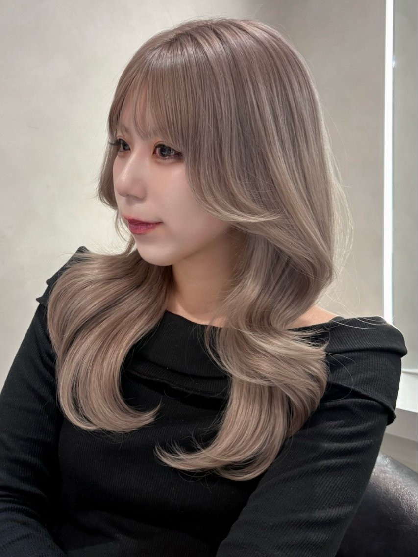 ロング レイヤーカット ヘアセット 💎レイヤー×艶 透明感カラー│フウカのヘアスタイル