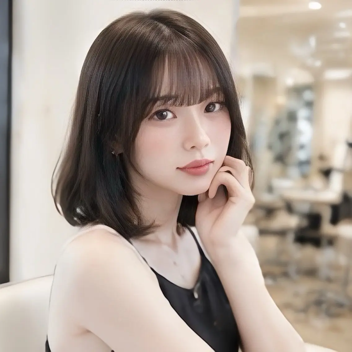 ミディアム カラー カット ヘアカラー 縮毛矯正 縮毛矯正/レイヤー/ 前髪カット/おばかんのヘアスタイル