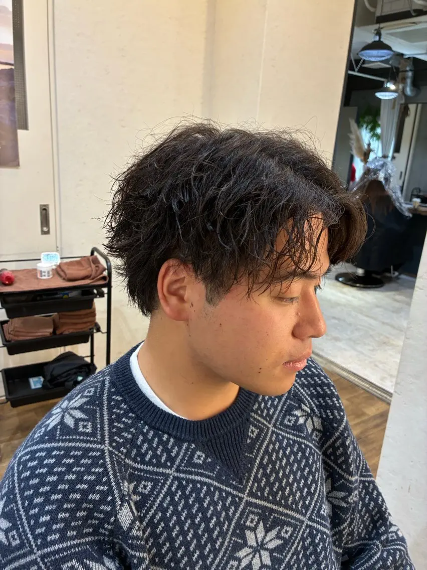パーマ メンズ カット パーマ 阿部 翔一郎/暖色系カラーのヘアスタイル