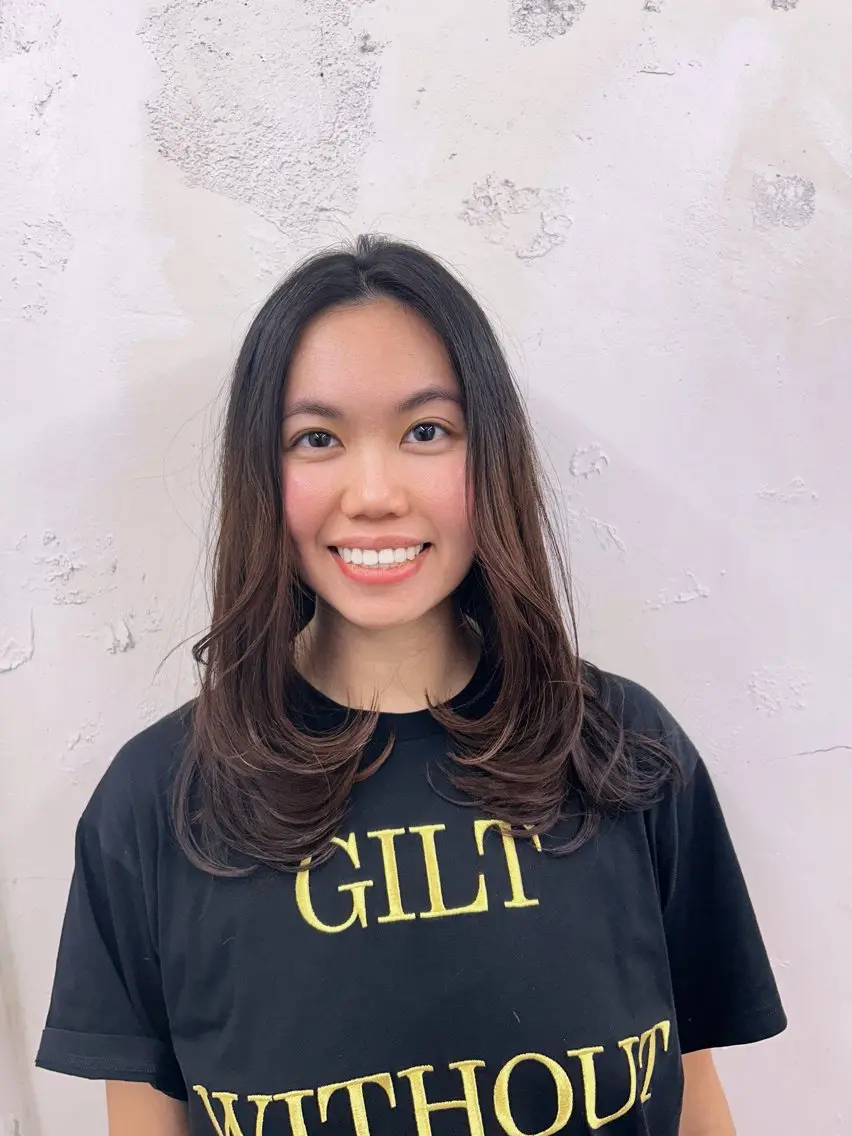 セミロング カラー レイヤーカット カット ヘアカラー トリートメント レイヤー/エクステ alpha下妻のヘアスタイル
