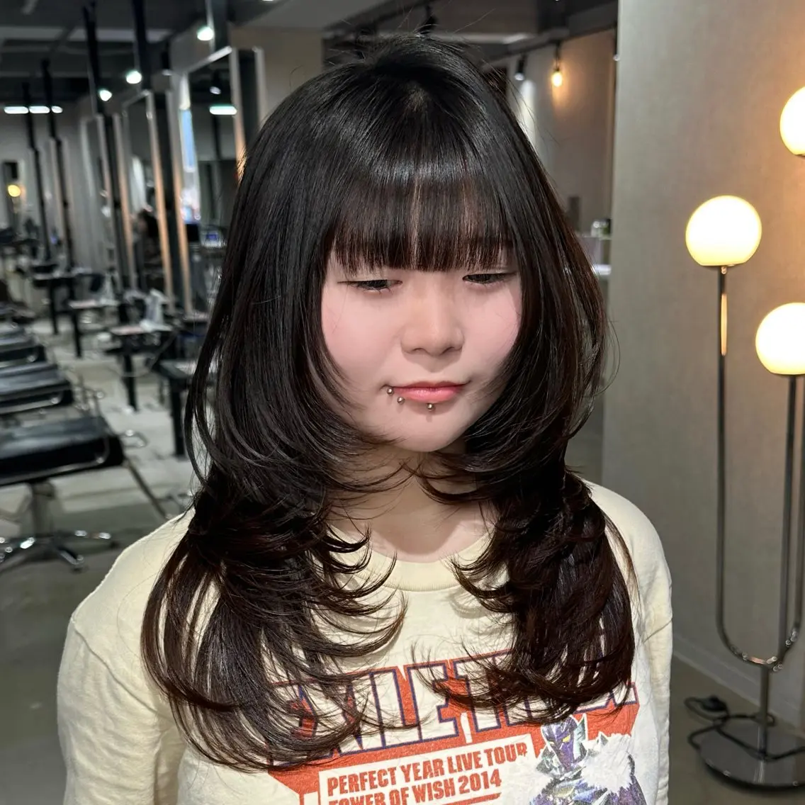 セミロング ケアカラー ボブ 髪質改善 レイヤーカット トリートメント カット ヘアカラー トリートメント 心斎橋 韓国レイヤ ー指名No.1renのヘアスタイル