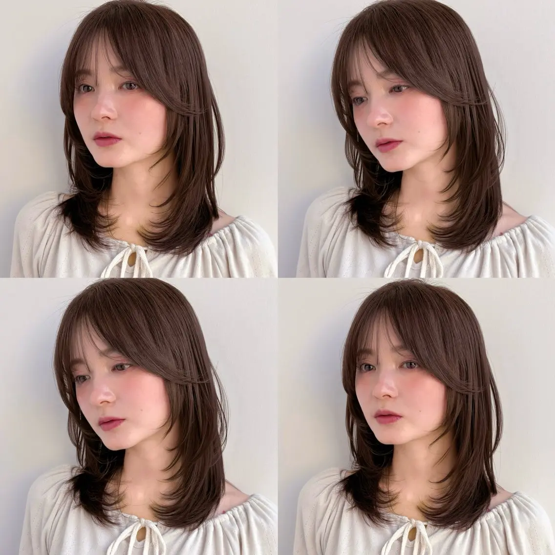 ミディアム カット ヘアカラー トリートメント 似合わせ/ベージュ /レイヤー/りほ🤍のヘアスタイル