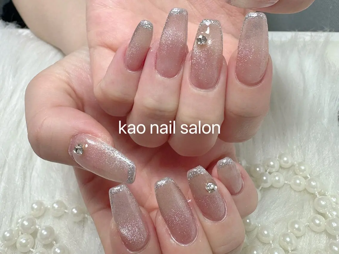 ネイル フレンチネイル マグネットネイル ハンドネイル kao  パラジェル スカルプ/長さだしのネイルデザイン
