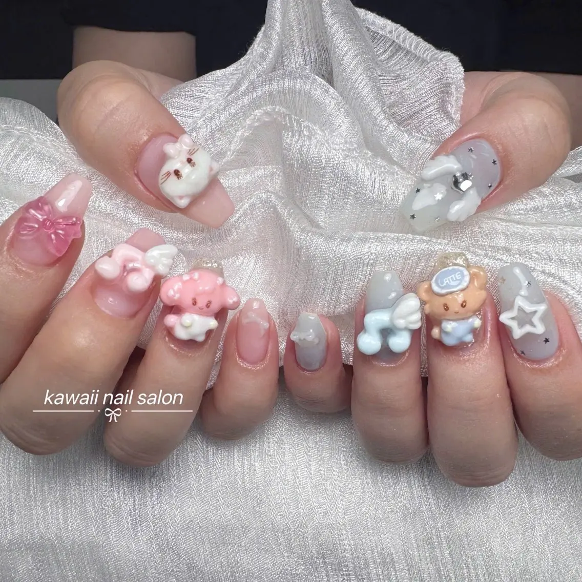 ネイル チークネイル ドット フレンチネイル 韓国ネイル レース Kawaii _Nailのネイルデザイン
