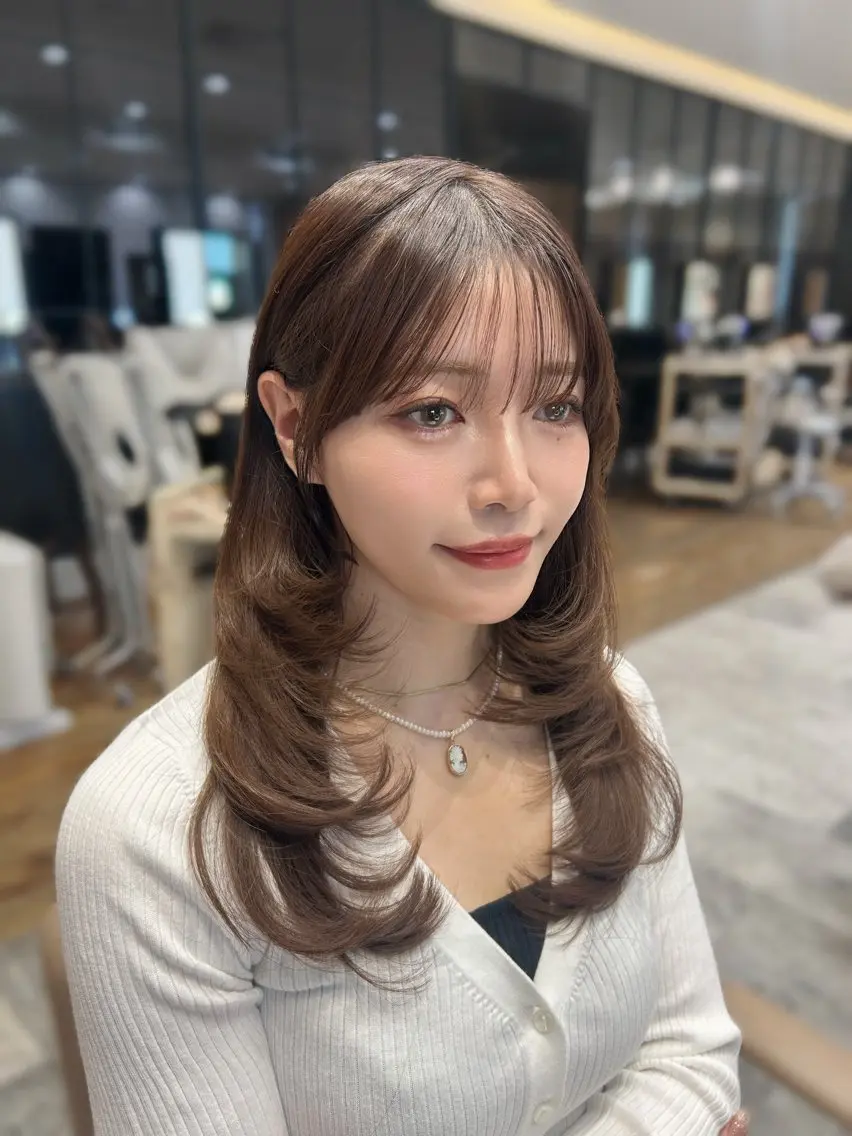 ロング カット ヘアカラー トリートメント 🎀大竹美侑/顔まわ りカット/レイヤーのヘアスタイル
