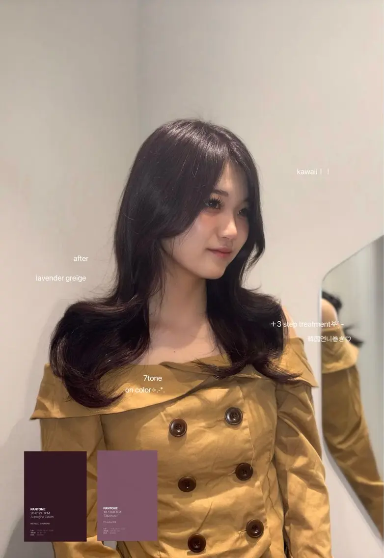 セミロング カラー ブリーチ グレージュ ラベンダーカラー ラベンダーグレージュ ラベンダーグレー ヘアカラー ココロ cocoroのマツエク・マツパデザイン