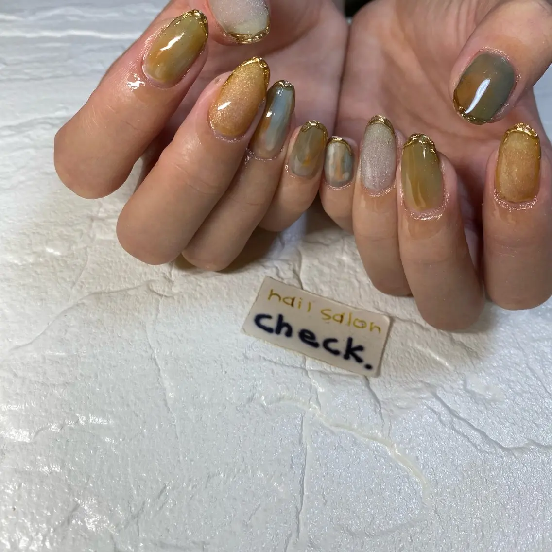 ネイル アートネイル ニュアンスネイル スカルプネイル 春ネイル 夏ネイル ハンドネイル ーCHECKー ちあきのネイルデザイン