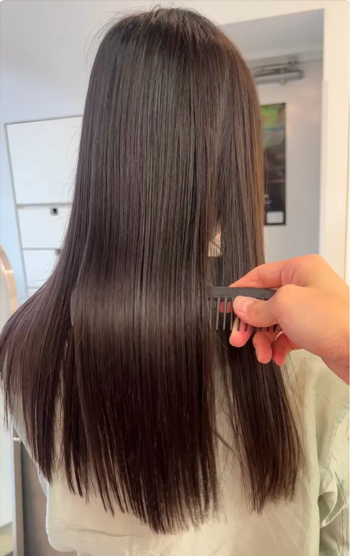 セミロング パーマ ストレートパーマ 縮毛矯正 クロスパーマ× 透明感カラー✂︎のヘアスタイル
