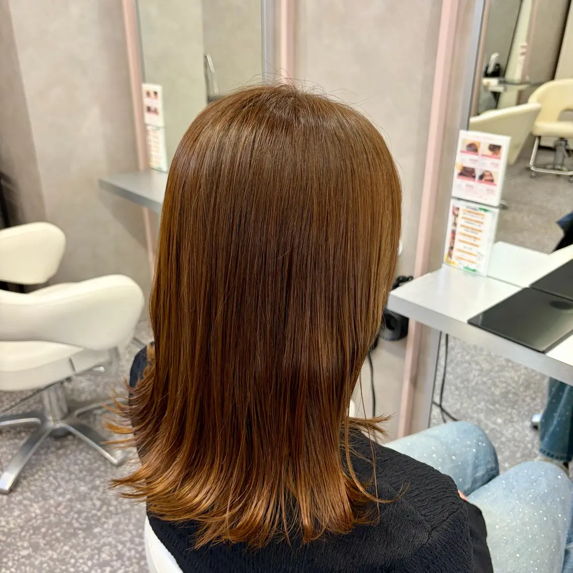 ミディアム カラー ヘアカラー トリートメント 髪質改善/艶カラー /やまだくるみのヘアスタイル