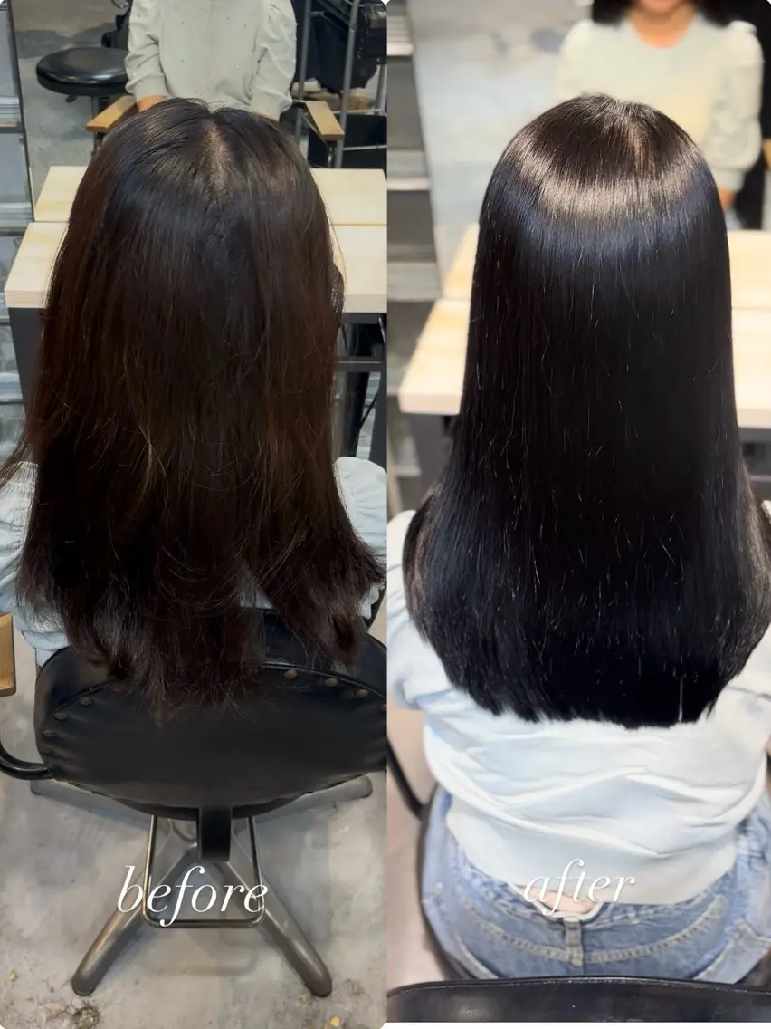 セミロング 縮毛矯正 relian このはのヘアスタイル