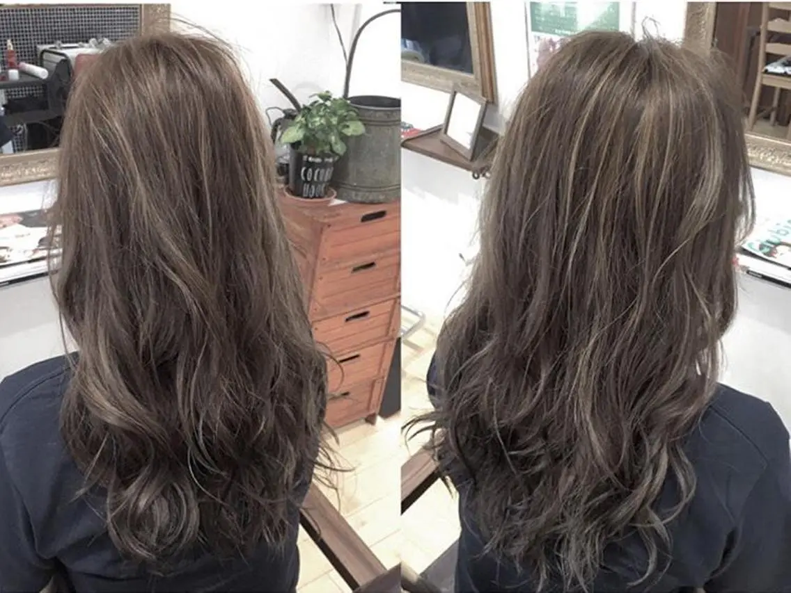 セミロング ロング カラー 透明感カラー ハイライトカラー ハイライト 松田 由貴のヘアスタイル