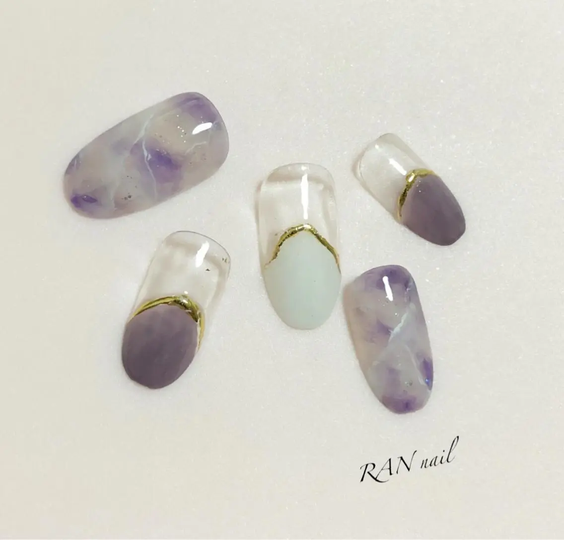 ネイル パープル ハンドネイル フットネイル RAN nailのネイルデザイン