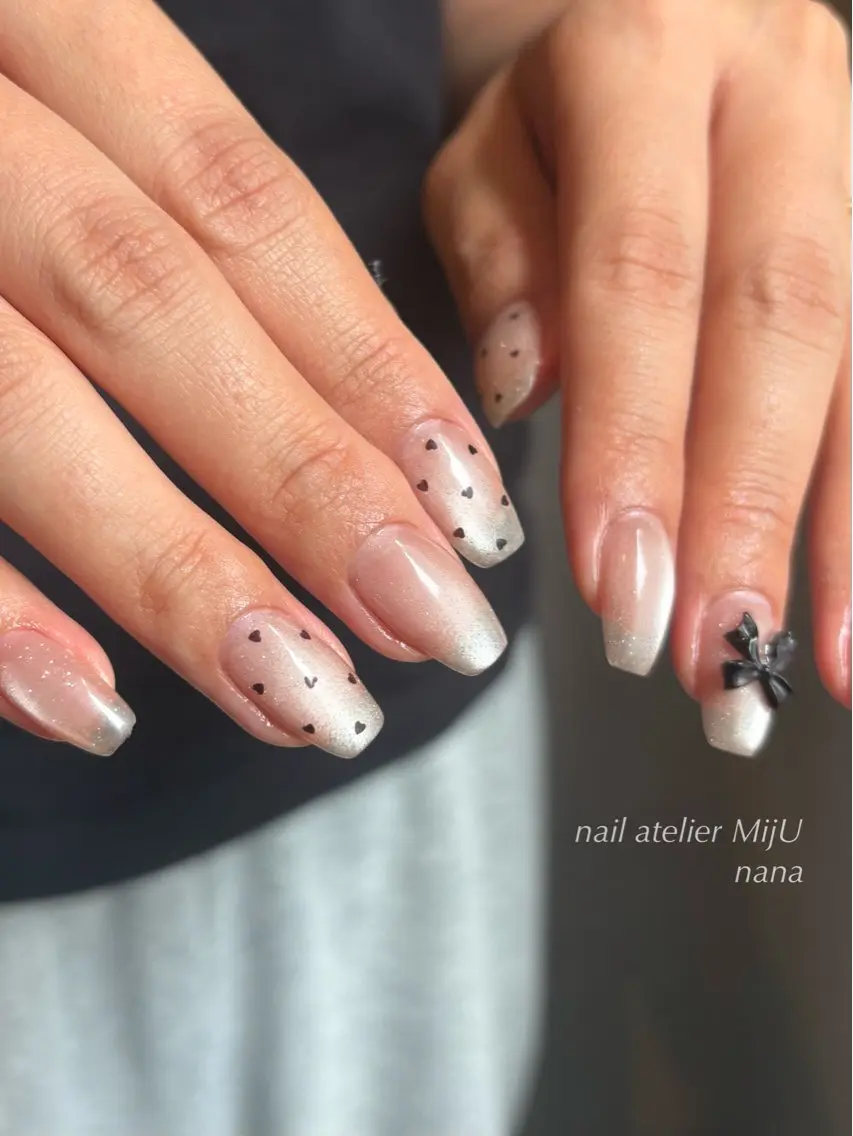 ネイル ドット ハート マグネットネイル nana |MijU 高崎のネイルデザイン
