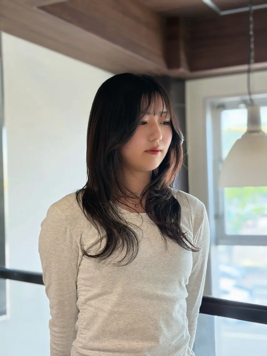 ロング カット 岡大前ハッシュカット ×髪質改善/松島大己のヘアスタイル