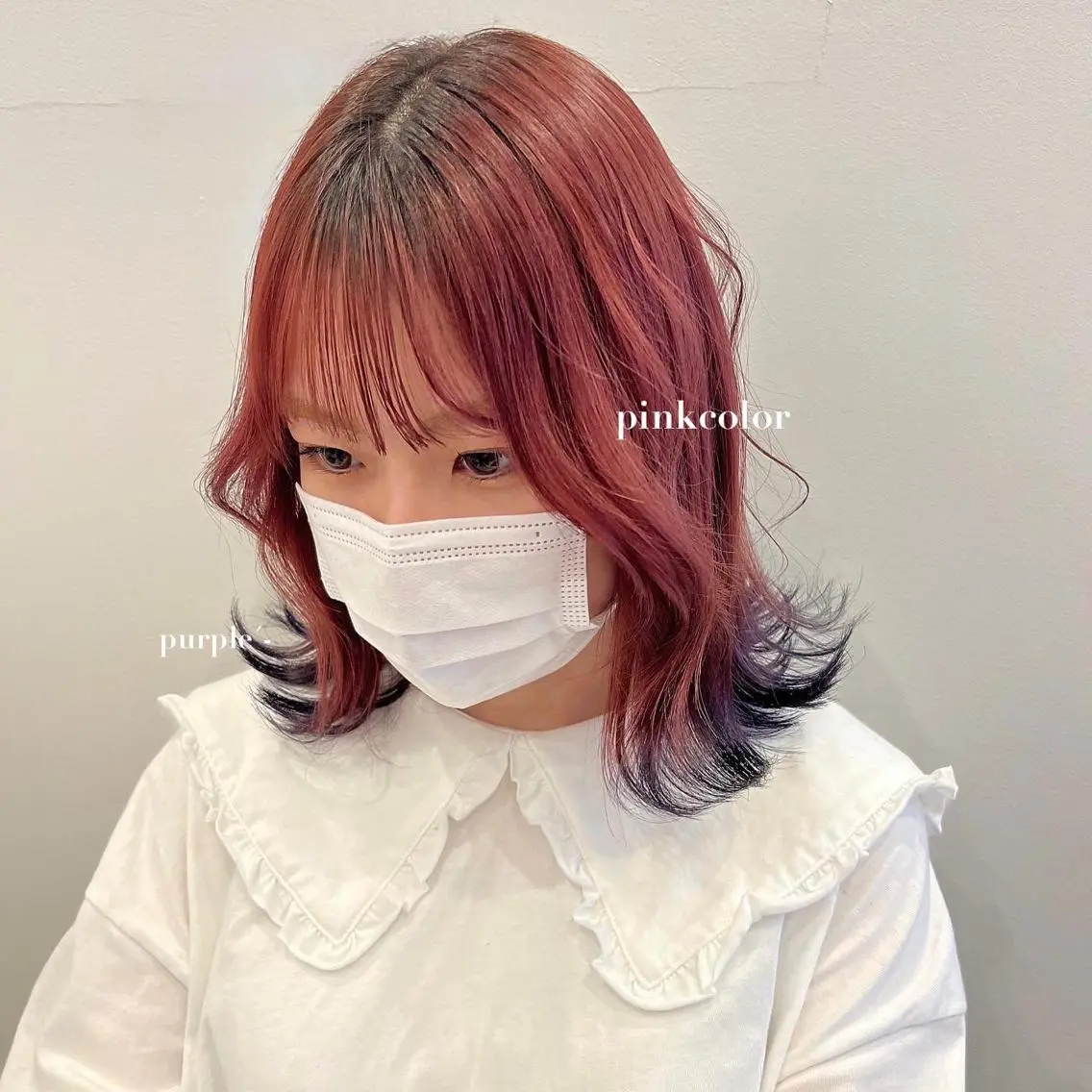 ミディアム カラー ピンクカラー haruka 🩶のヘアスタイル