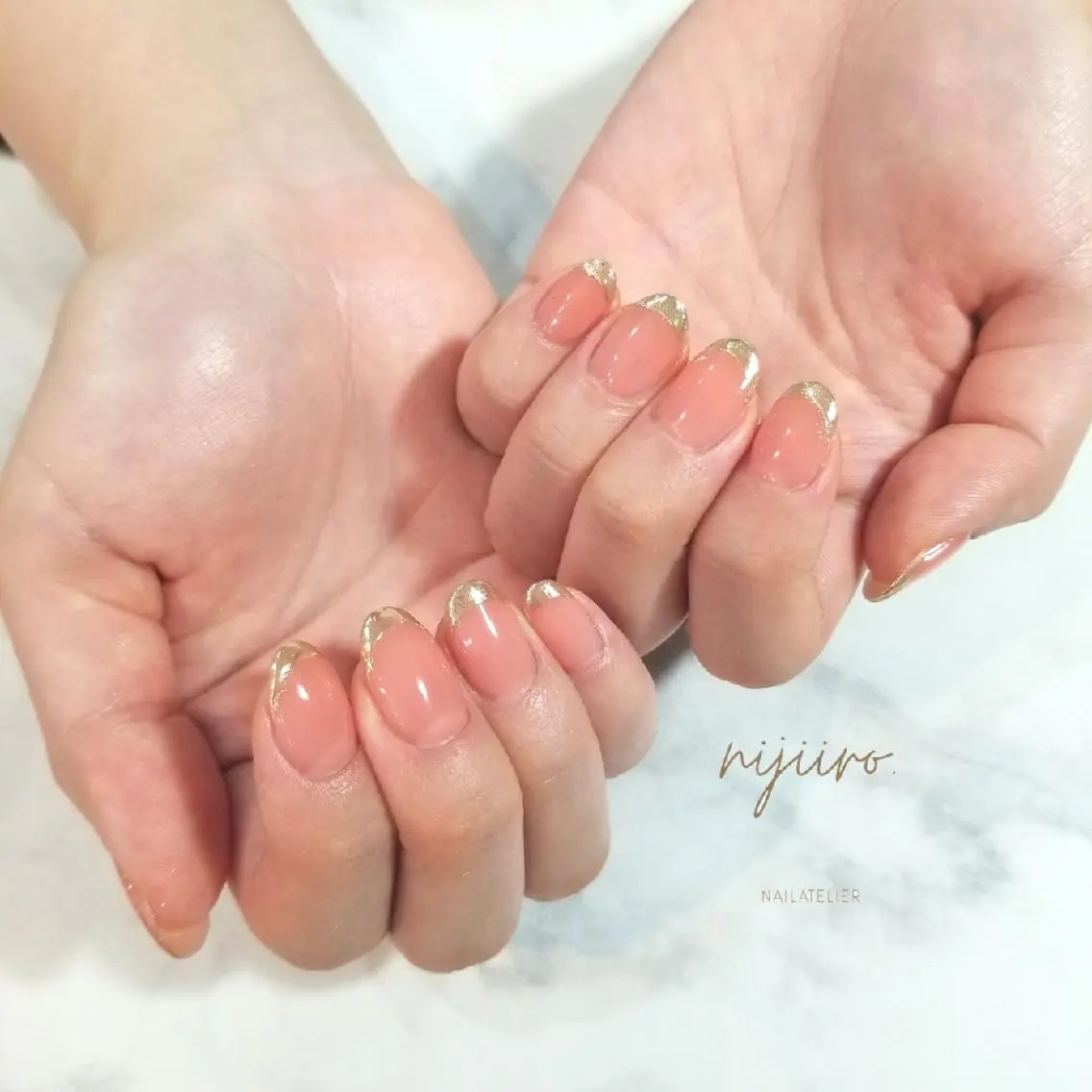 ネイル フレンチネイル ミラーネイル ハンドネイル nijiiro🌈 サトウのネイルデザイン