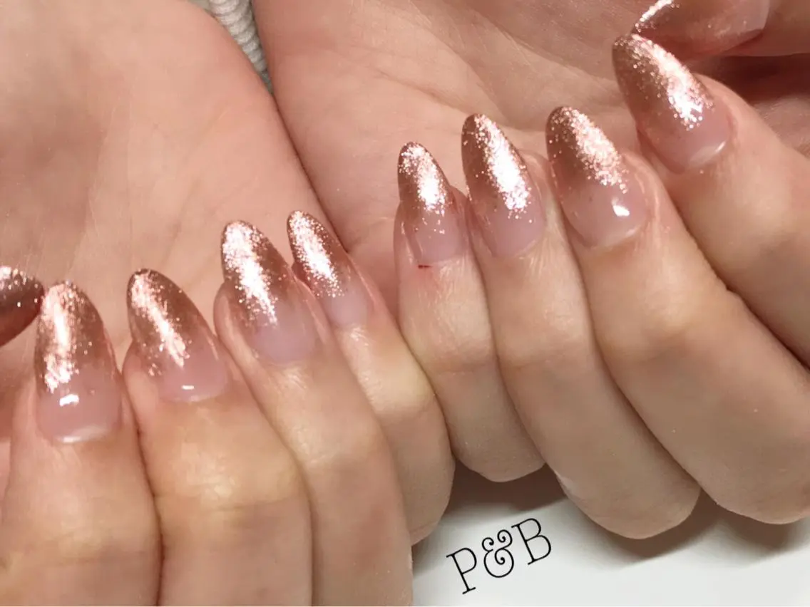 ネイル ラメ(グリッター) ラメグラデーション ピンク ハンドネイル Lii【リー】 _picoのネイルデザイン