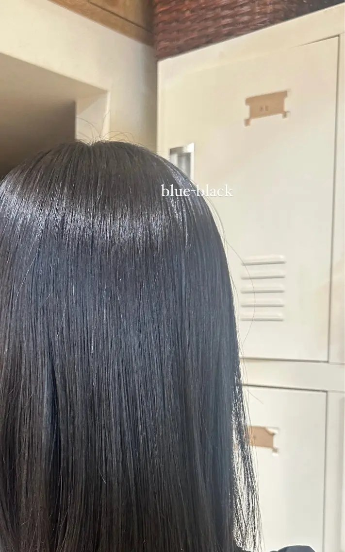 カラー 黒髪 ブルーカラー ブルーブラック 🫧くちき りお🫧のヘアスタイル