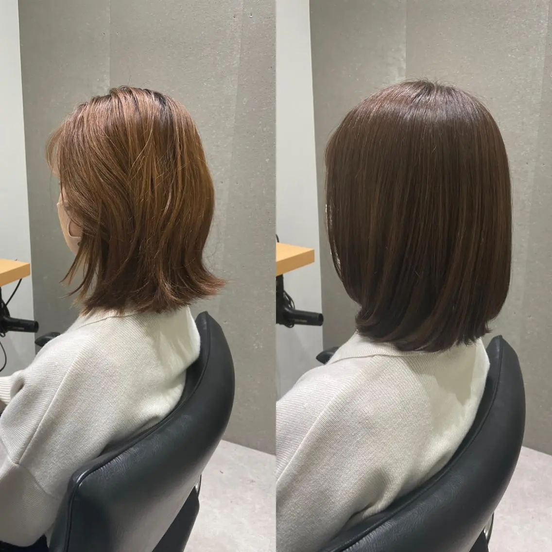 セミロング カラー アディクシーカラー ベージュカラー 透明感カラー グレージュ トリートメント 髪質改善ヘアケア 艶髪特化/上田のヘアスタイル