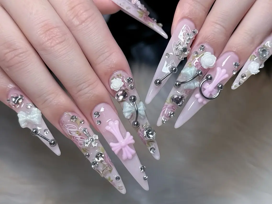 ネイル オーロラネイル ブルー フットネイル ジェルネイル 氷ネイル・うるうるネイル ハンドネイル Rin Nail 新大久保店のネイルデザイン