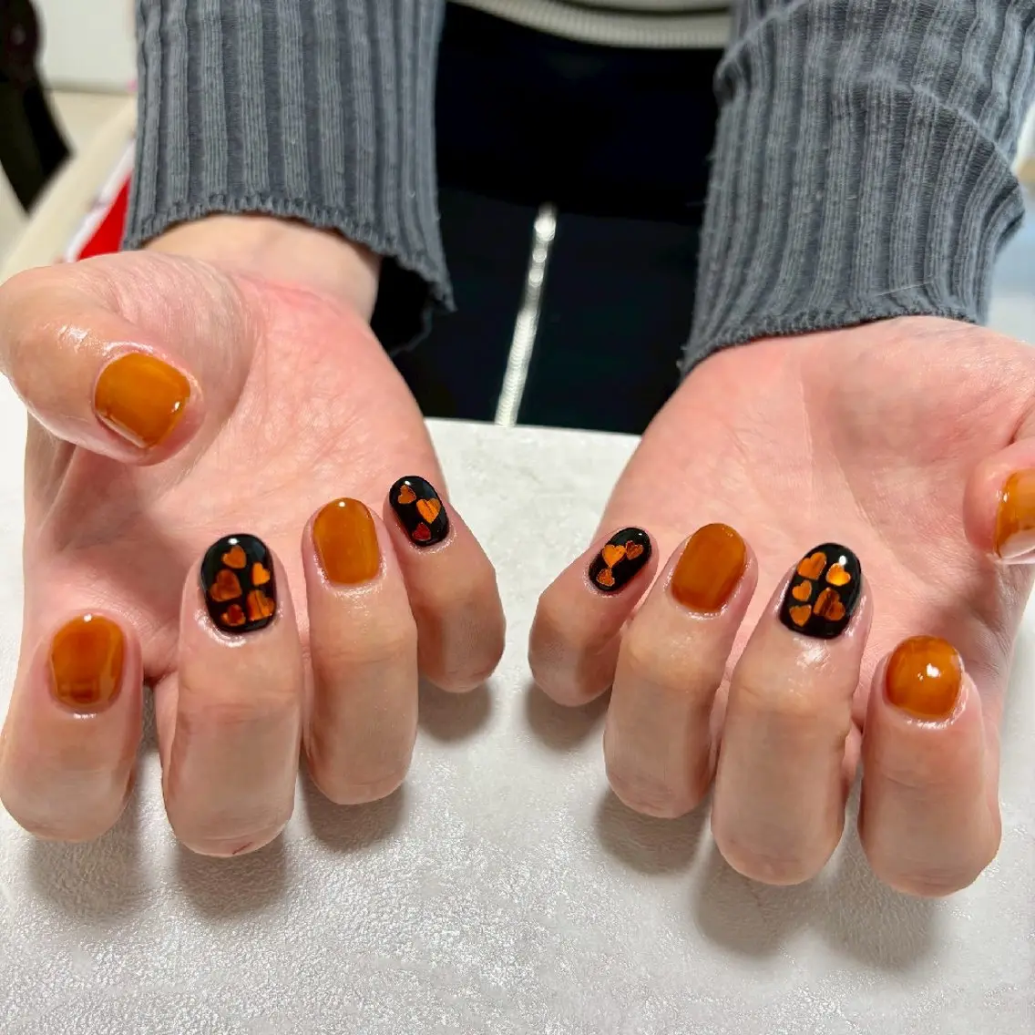 ネイル オレンジ ハンドネイル I'S nail 佐野のネイルデザイン