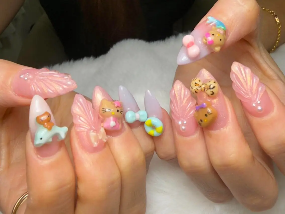 ネイル ハンドネイル ユリ🎀長さだし/ パラジェル/持ち込みのネイルデザイン