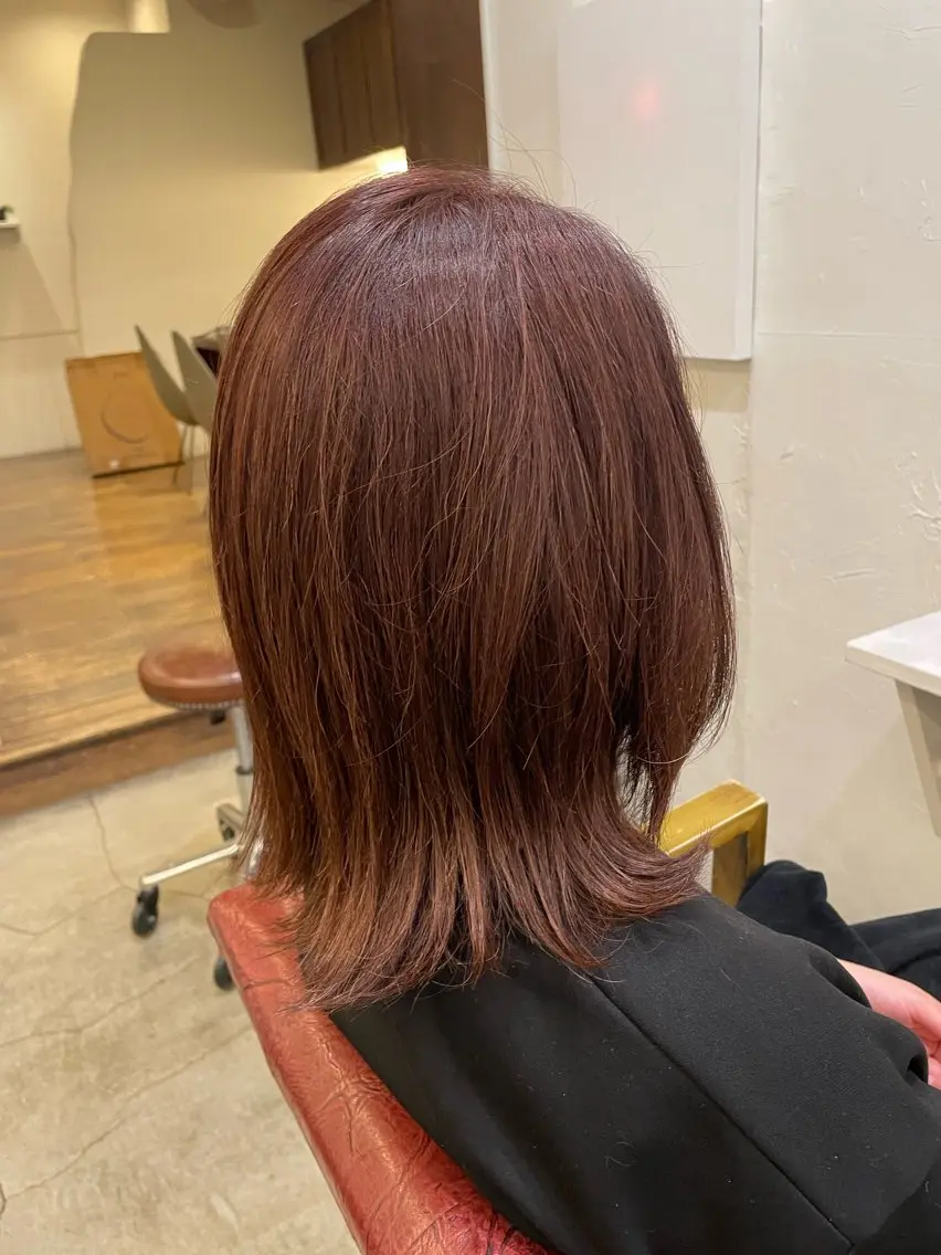 セミロング カラー ピンクカラー 丹 優菜のヘアスタイル