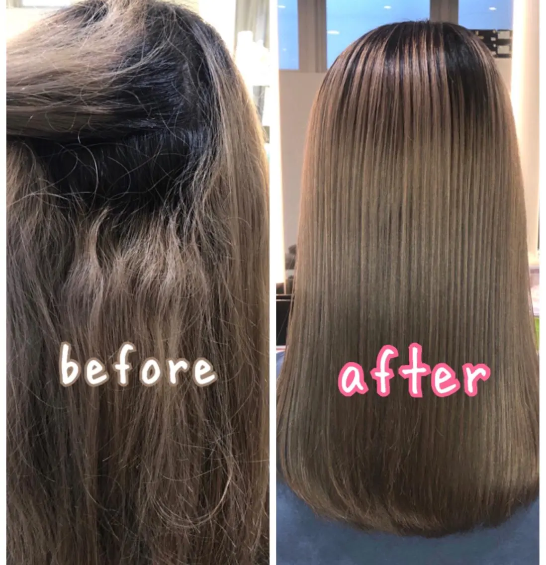 セミロング パーマ くせ毛 縮毛矯正 安井　昴 💫ブリーチ縮毛矯正のヘアスタイル