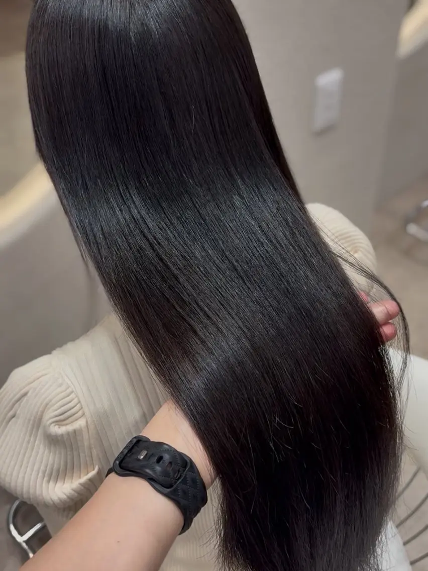 ロング 縮毛矯正 トリートメント 上品♡韓国レイヤー 🤍のの🤍のヘアスタイル