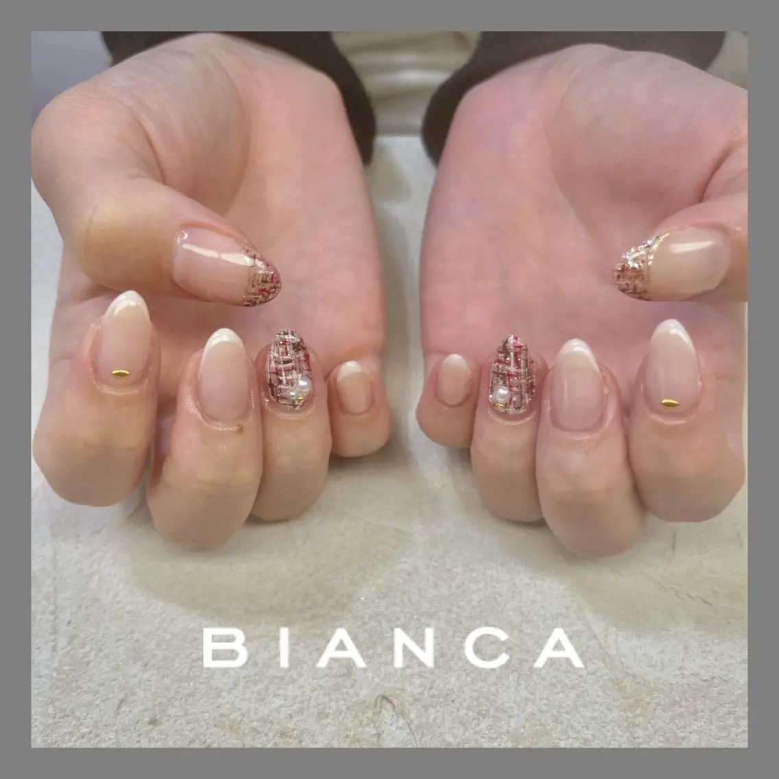 ネイル ツイードネイル ハンドネイル Bianca TORII🌞のネイルデザイン