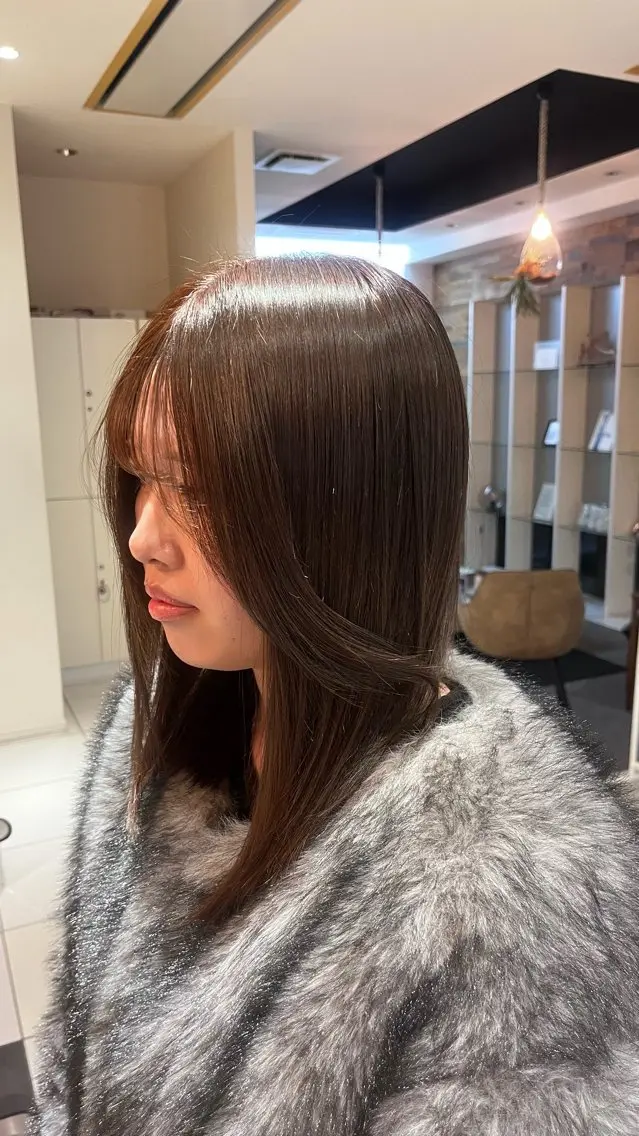 ミディアム カラー ブラウンカラー ショコラグレージュ グレージュ ヘアカラー 艶カラー/ブリーチ /長久手/フウカのヘアスタイル